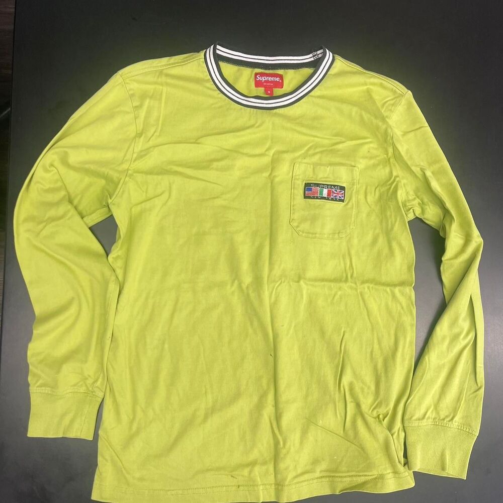 Supreme Men's Green and Yellow T-shirt